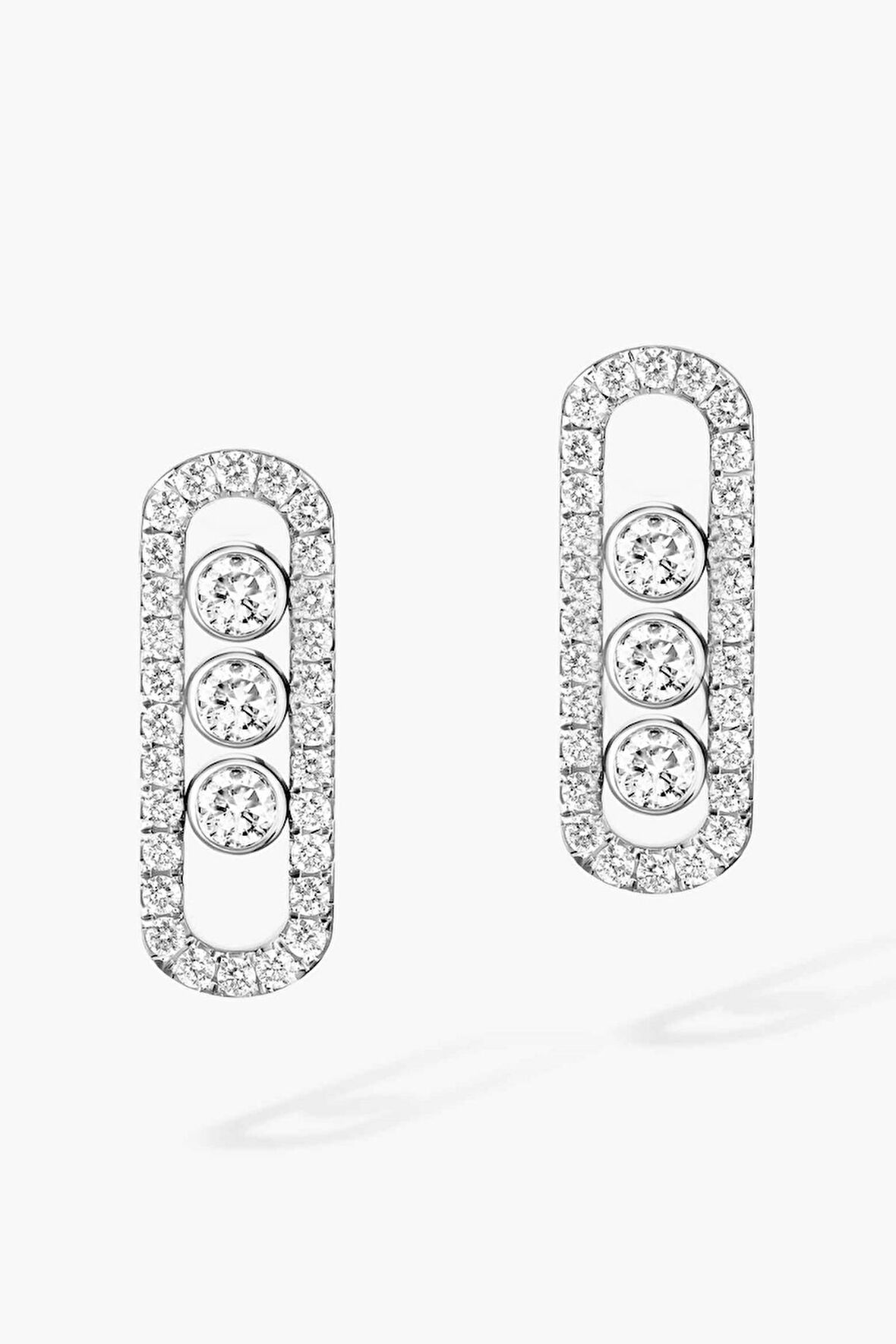 Messika Hareketli Taşlı Altın Küpe