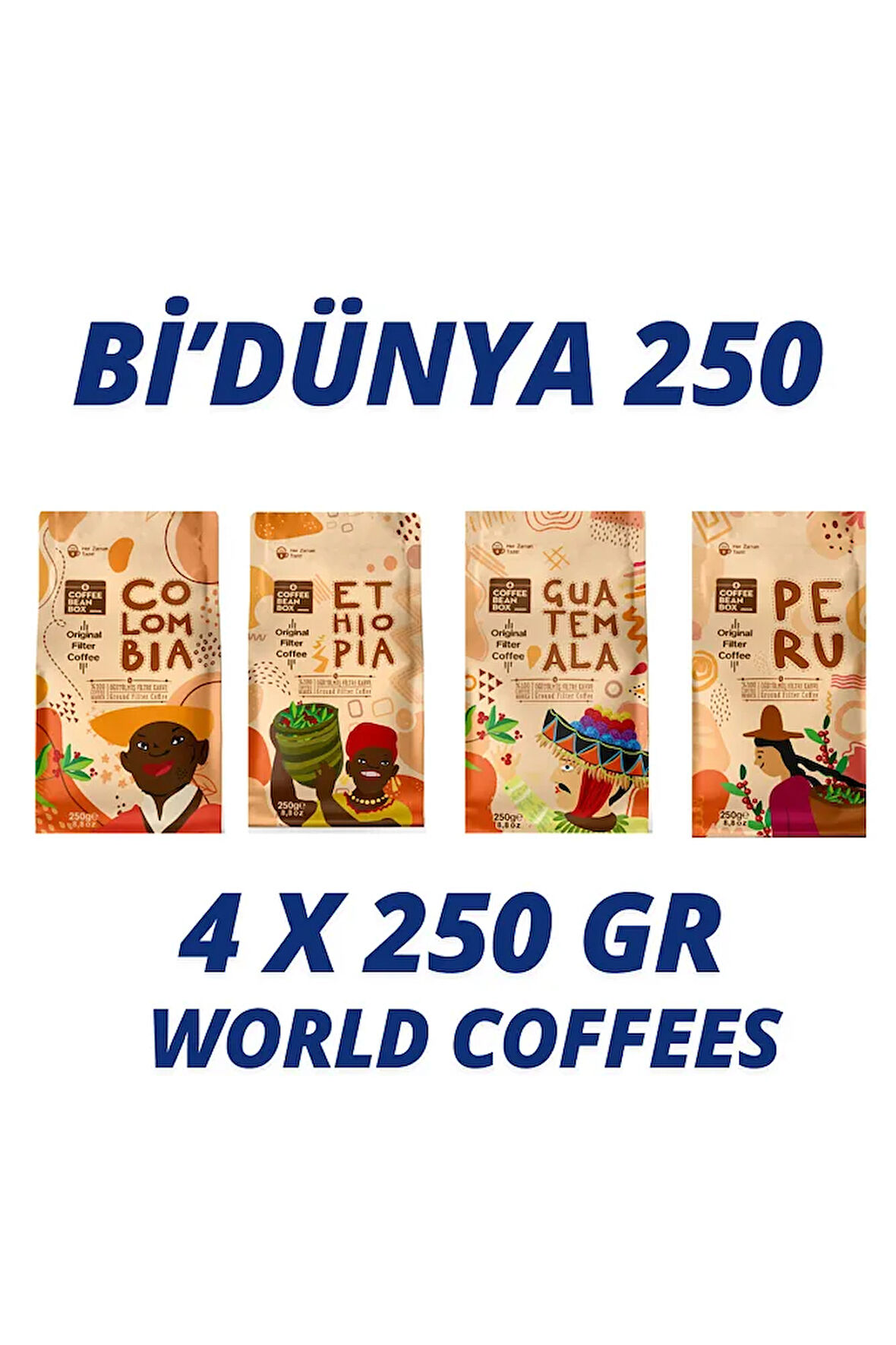 Bİ'DÜNYA FİLTRE KAHVE WORLD COFFEES 250 LER (4X 250 GR)