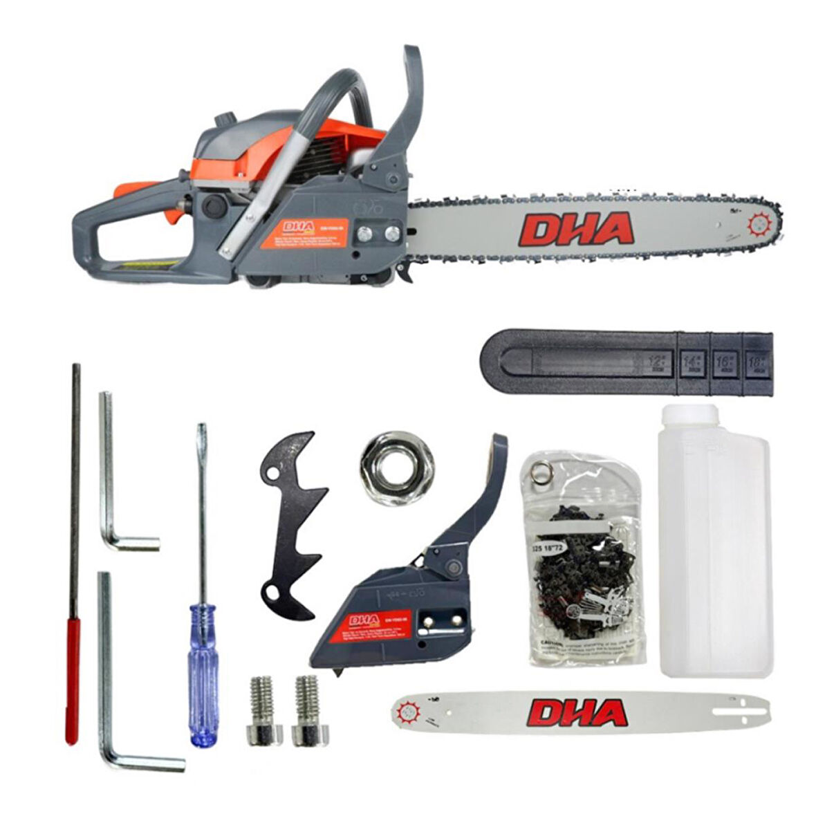 DHA Benzinli Motorlu Testere 58CC 36 Diş EW-YD02-58 Gold Hızar Ağaç Odun Kesme Motoru