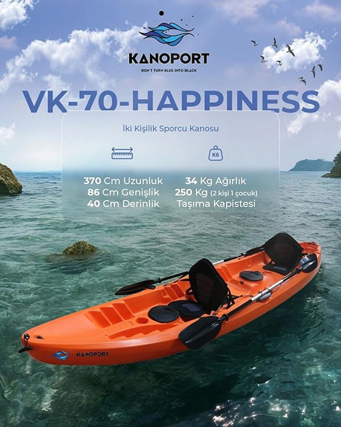 KANOPORT HAPPINESS ÇİFT KİŞİLİK BALIKÇI KANOSU