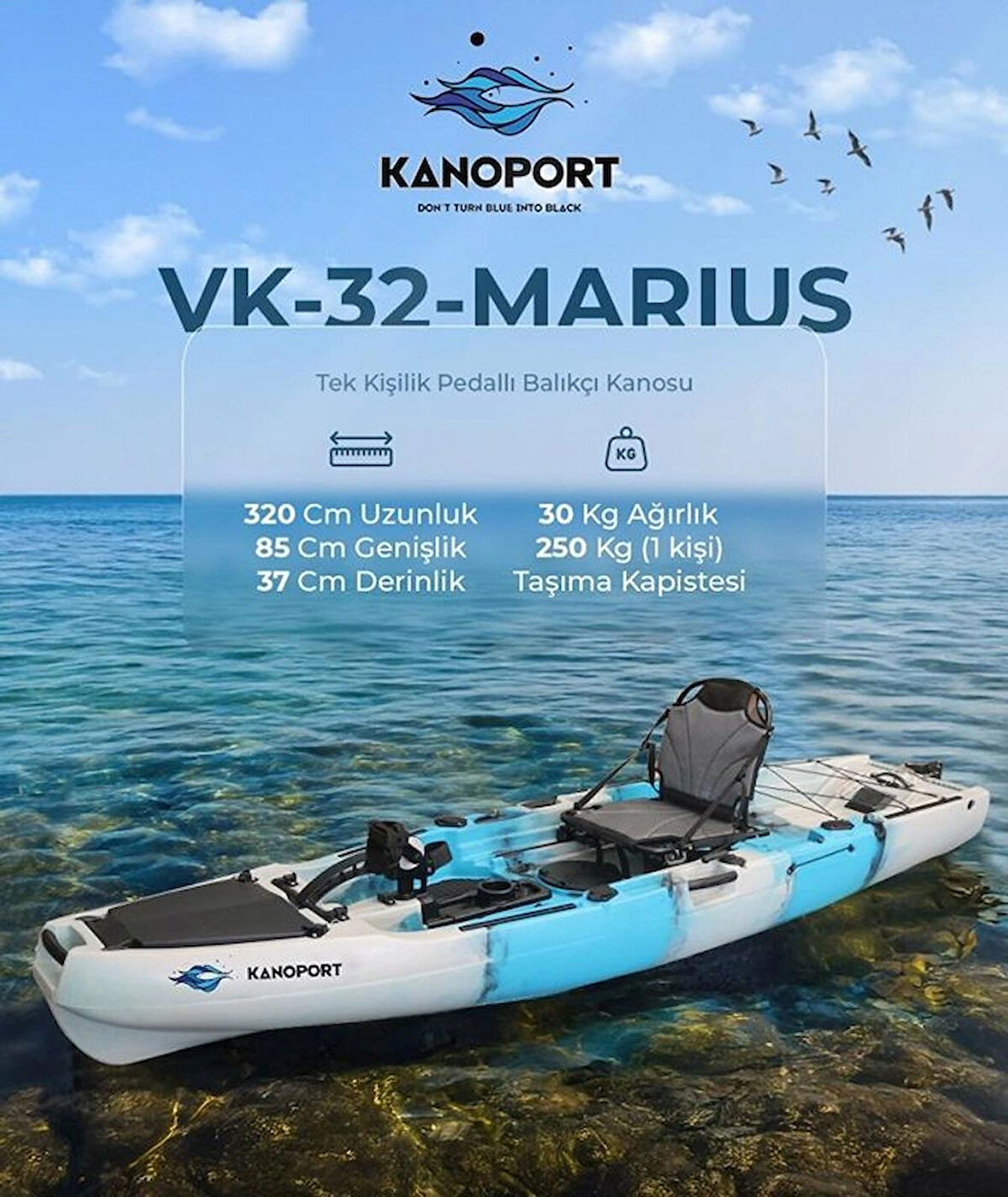 KANOPORT MARIUS TEK KİŞİLİK BALIKÇI KANOSU 
