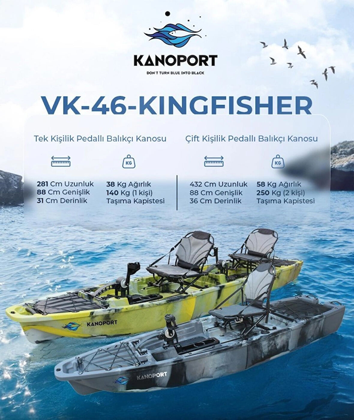 KANOPORT ÇİFT KİŞİLİK BALIKÇI KANOSU