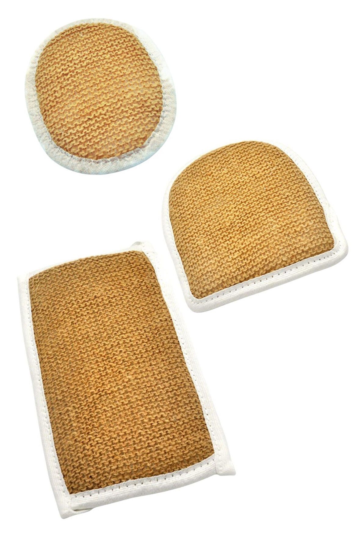 Doğal Jüt İp 3'lü Banyo Lifi Hamam Kese Seti (Yüz + Vücud + Sırt) - Set8