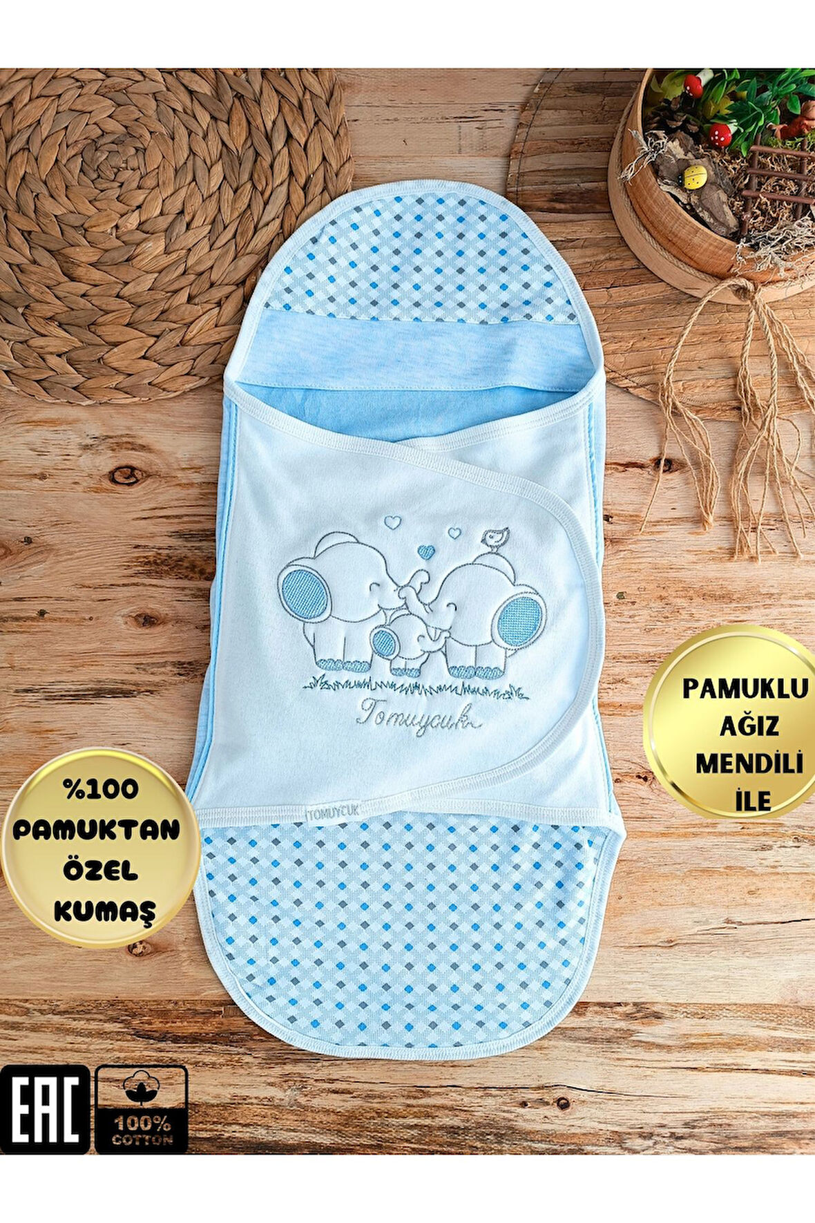 Bebek Battaniyesi Uyku Tulumu Kundağı %100 Pamuklu Ortopetik Hastane Çıkışı Yenidoğan 0-9ay