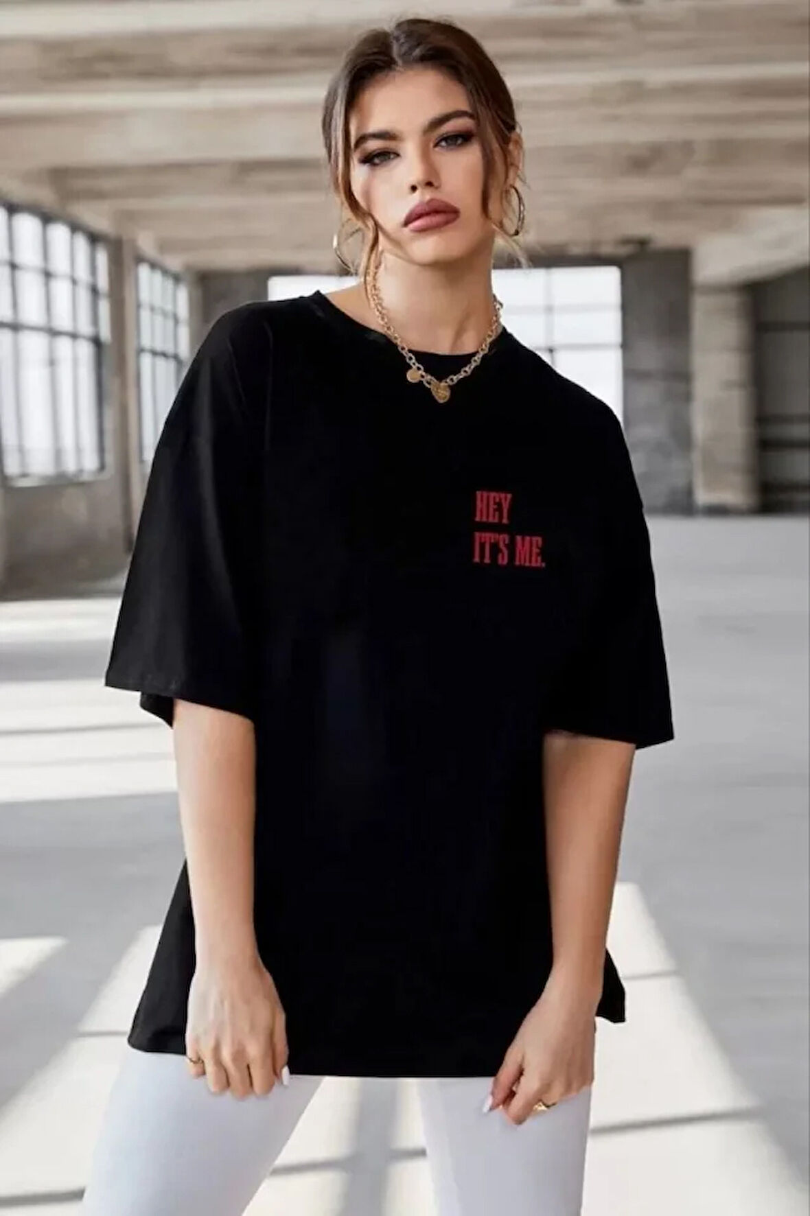 kinoedze Unisex Baskılı Oversize T-Shirt - Siyah