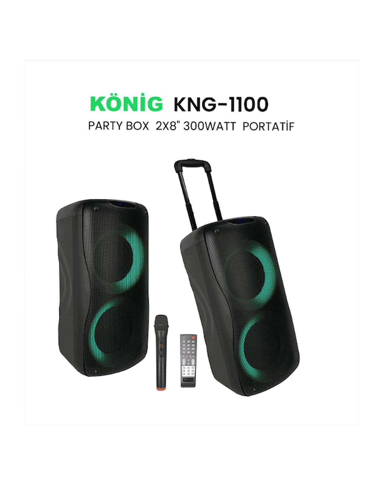 König KNG-1100 Party Box 300 WATT TAŞINABİLİR AKTİF HOPARLÖR