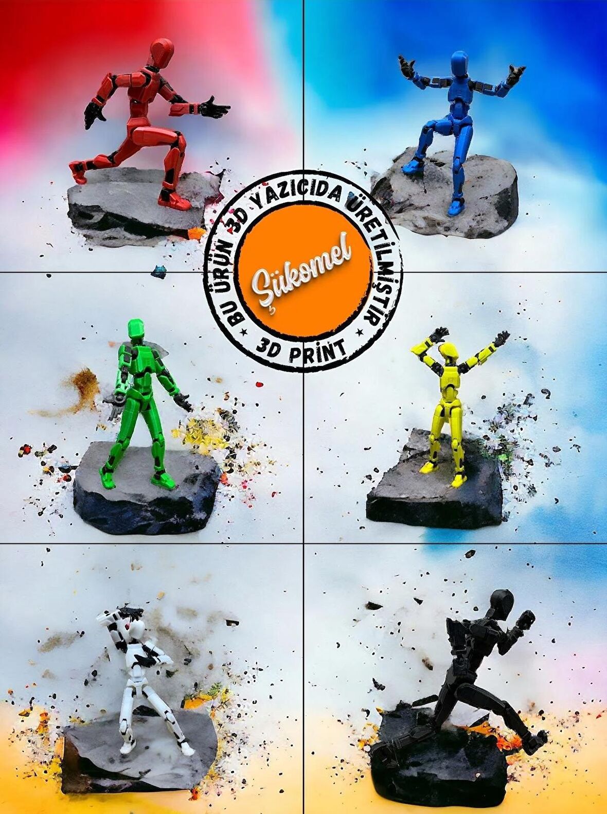 Knk13 Aksiyon Figürü T13 Robot Dummy 13 Eklemleri Hareketli Oyuncak (1 ADET RASTGELE RENK)