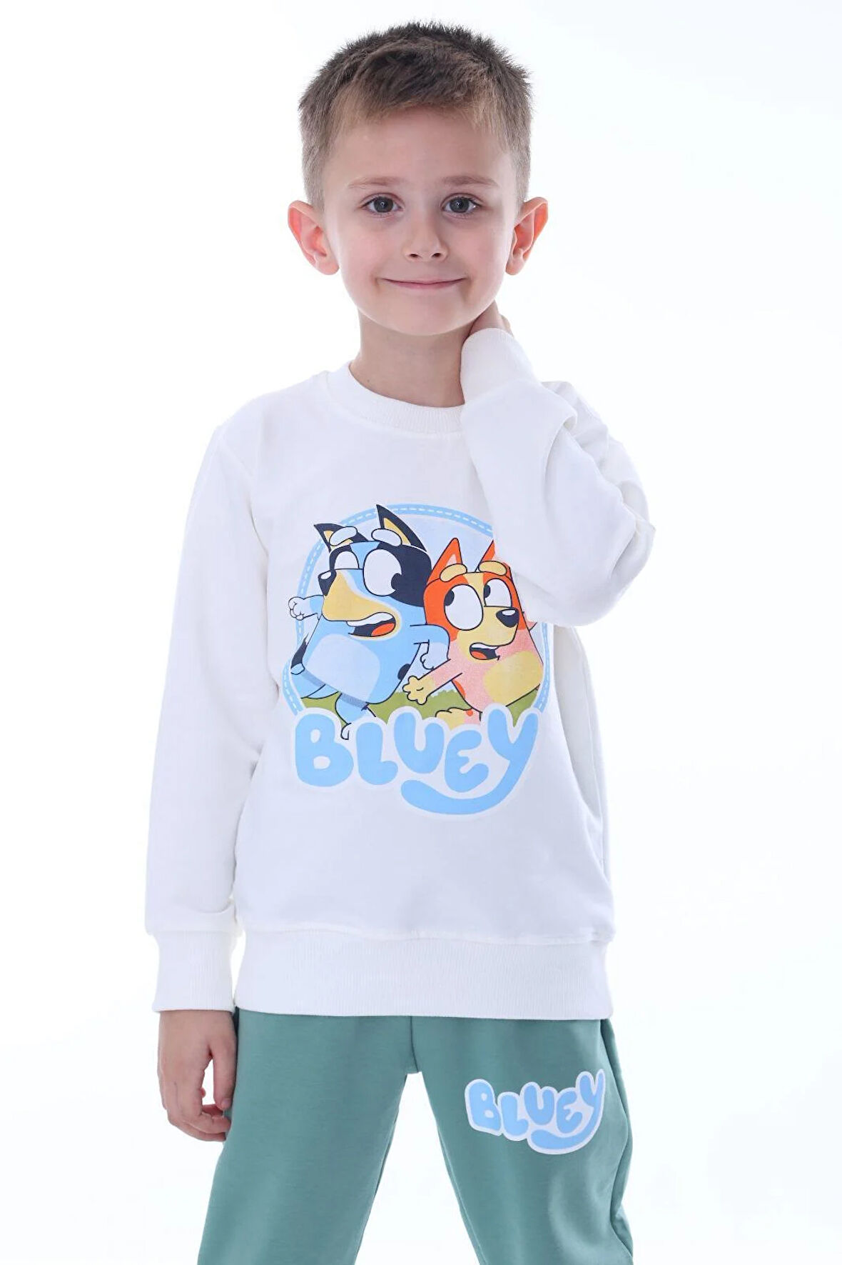 Erkek Çocuk Bluey Baskılı Eşofman Takımı Yeşil