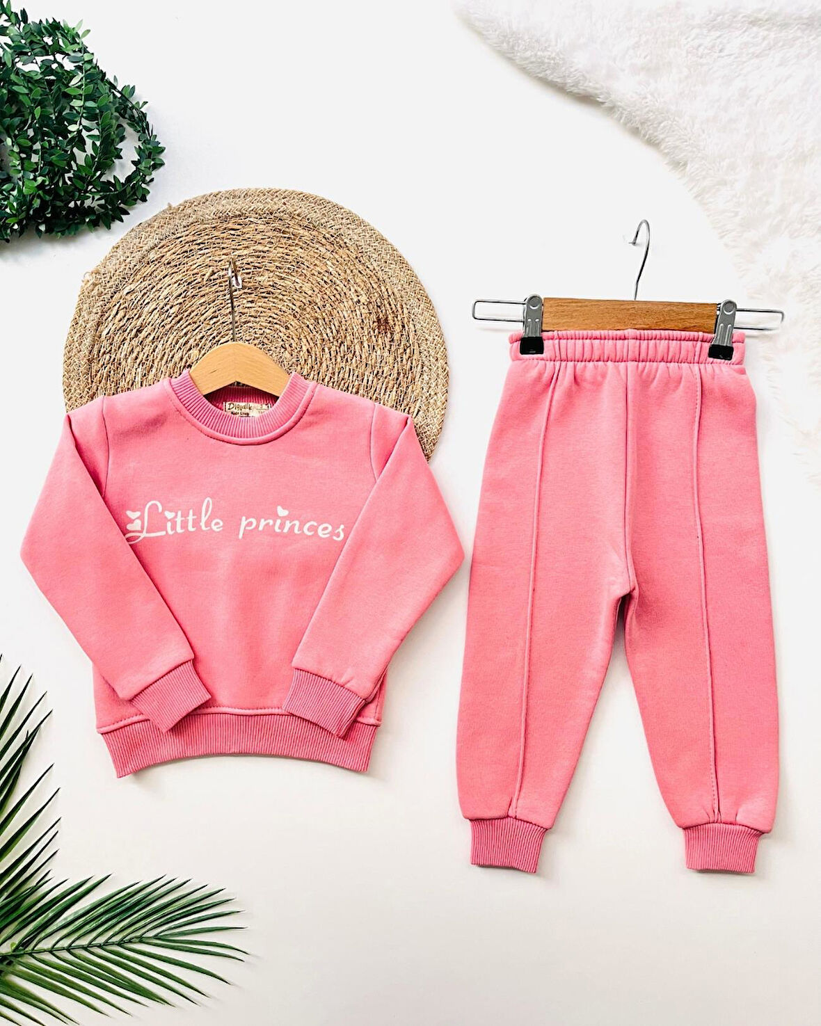 Kız Çocuk Little Princess Detaylı Pembe Alt Üst Takım