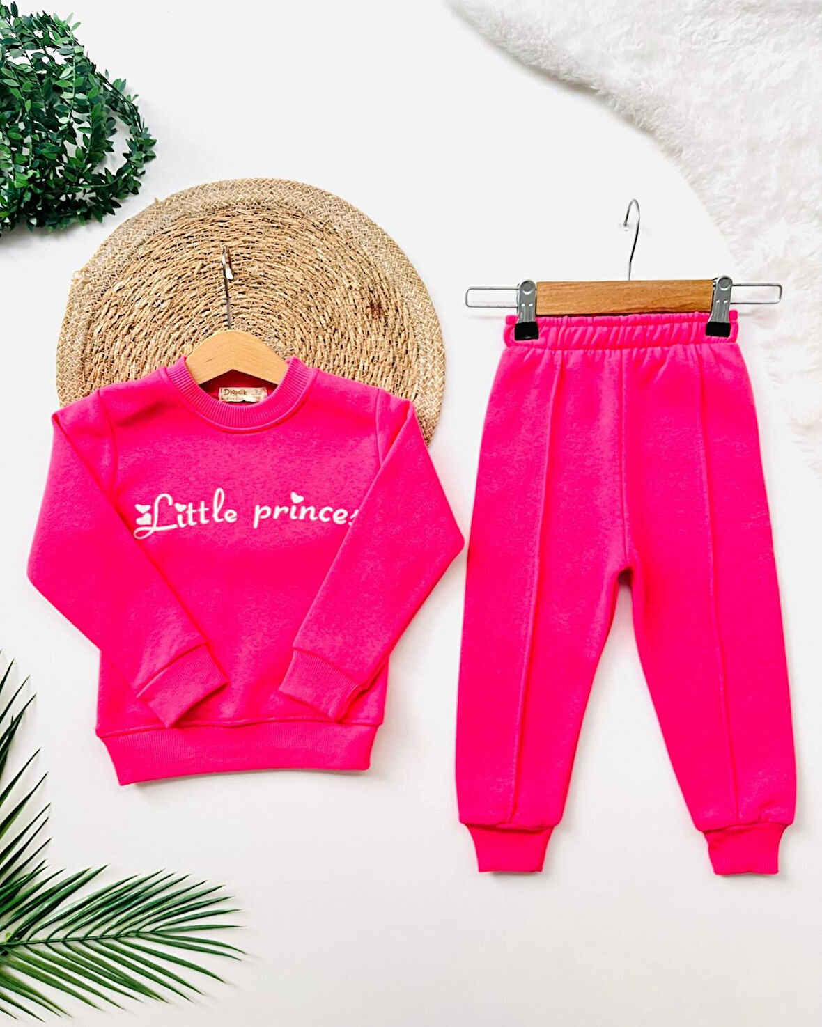 Kız Çocuk Little Princess Detaylı Fuşya Alt Üst Takım