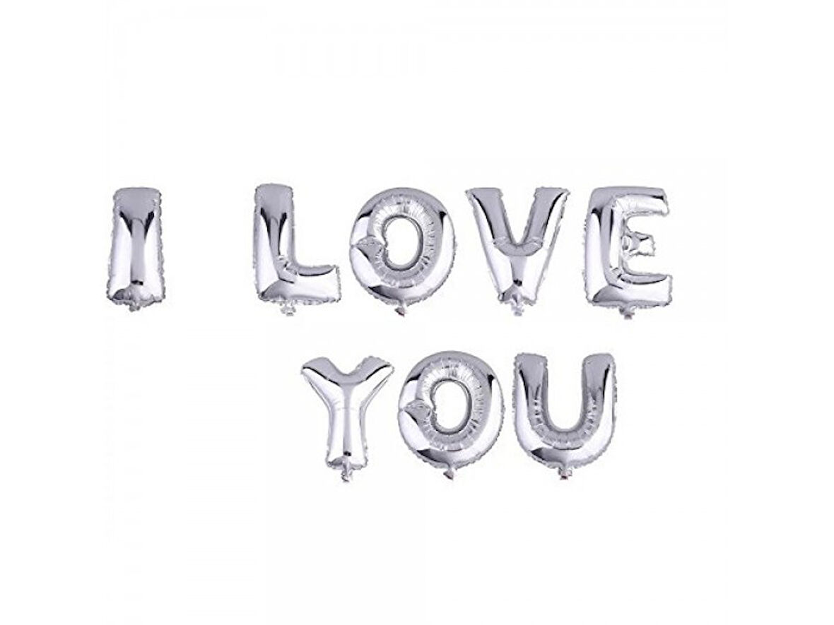 KENPAZAR Parti Aksesuar I Love You Folyo Balon Gümüş Renk 35 CM