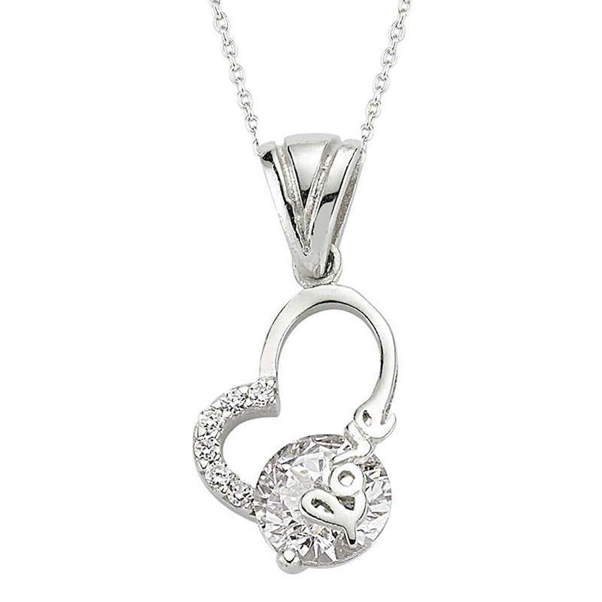KENPAZAR 925 Ayar Gümüş Love Yazılı Kalp Kadın Gümüş Kolye