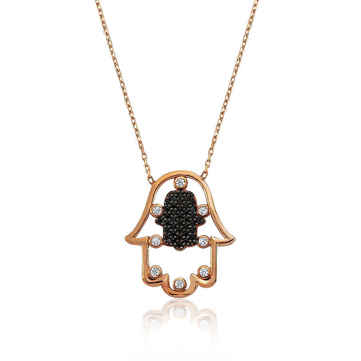 KENPAZAR 925 Ayar Gümüş Fatma Ana Eli Kolye