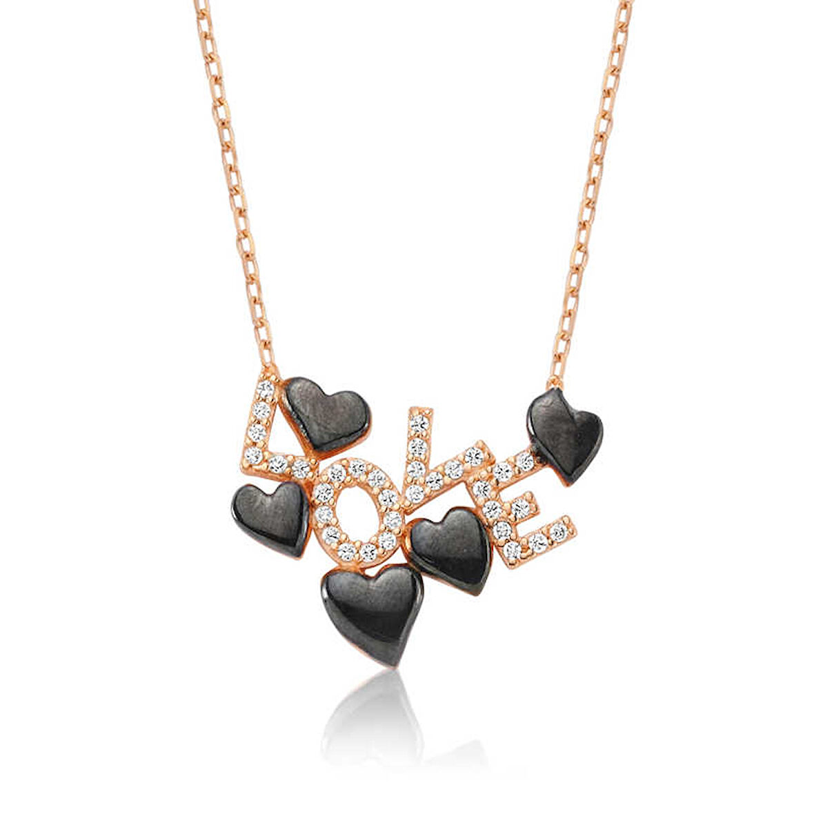 KENPAZAR 925 Ayar Gümüş Love Yazılı Kalpli Kadın Gümüş Kolye