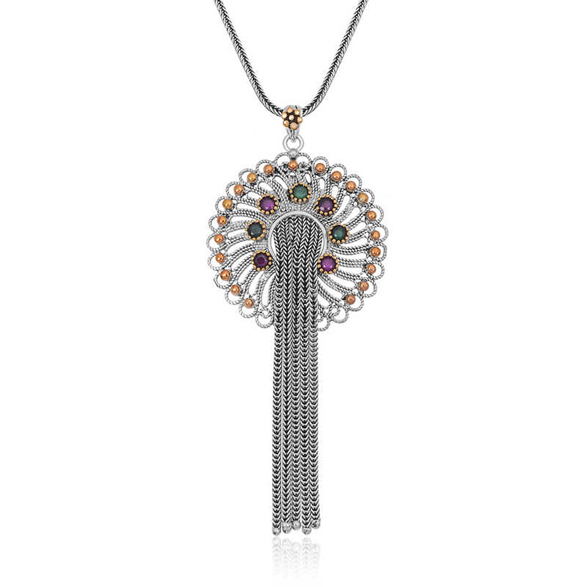 KENPAZAR 925 Ayar Gümüş Renkli Taşlı Kadın Gümüş Kolye