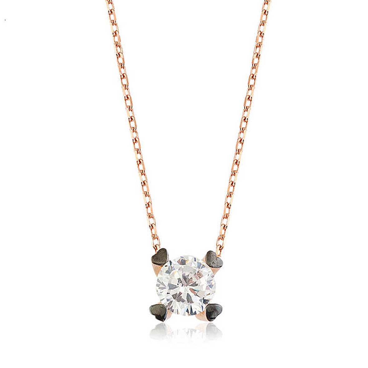 KENPAZAR 925 Ayar Gümüş Kalpli Tek Taş Kadın Gümüş Kolye