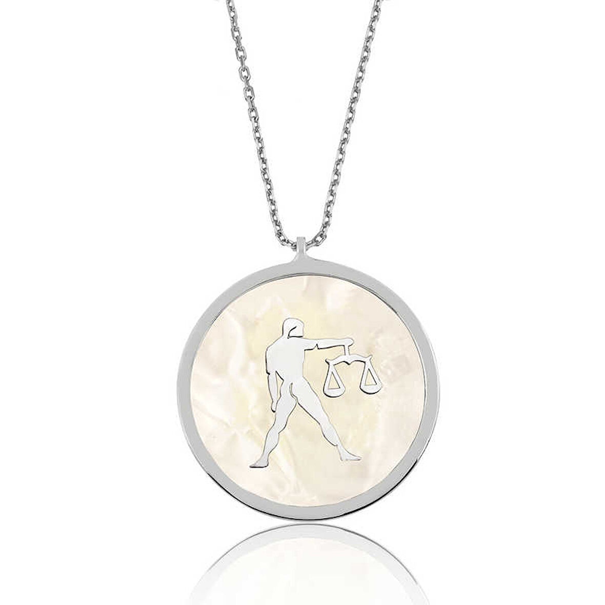 KENPAZAR 925 Ayar Gümüş Sedef Taşlı Terazi Burcu Kadın Gümüş Kolye