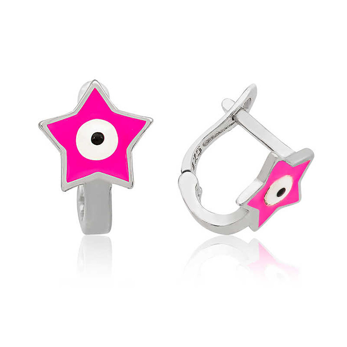 KENPAZAR 925 Ayar Gümüş Pembe Yıldız Çocuk Küpesi