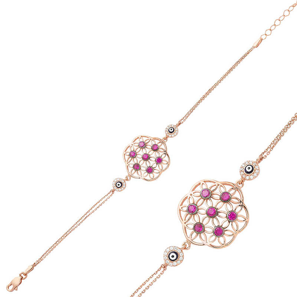 KENPAZAR ​925 Ayar Gümüş Rose Yaşam Çiçeği Bileklik