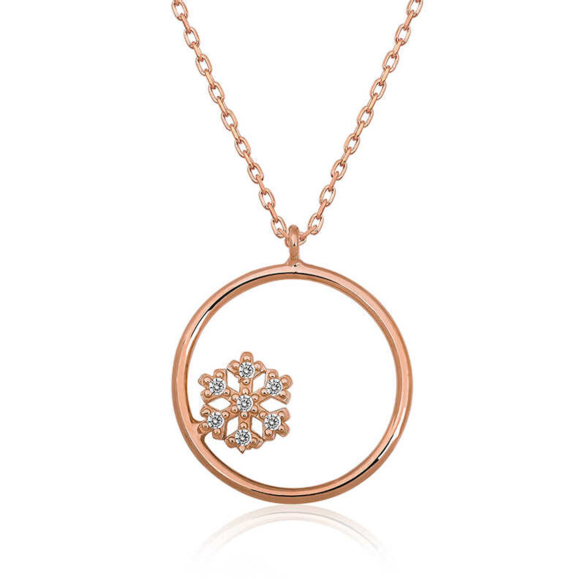 KENPAZAR ​925 Ayar Gümüş Kar Tanesi Detaylı Halka Kadın Gümüş Kolye