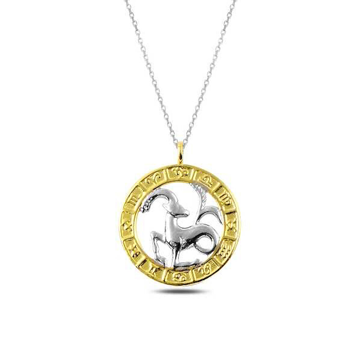 KENPAZAR 925 Ayar Gümüş Gold Oğlak Burcu Gümüş Kolye