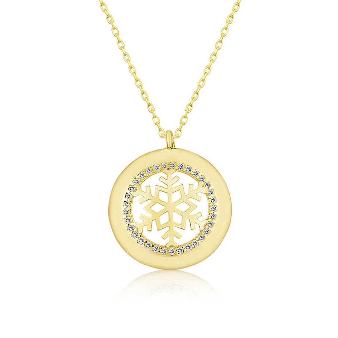 KENPAZAR 925 Ayar Gümüş Gold Kar Tanesi Kadın Gümüş Kolye