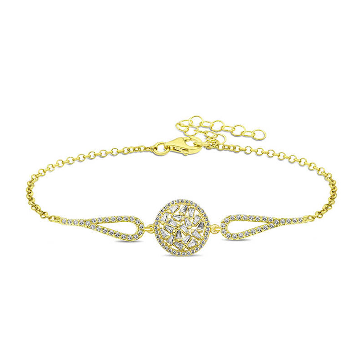 KENPAZAR 925 Ayar Gümüş Gold Baget Taşlı Bileklik