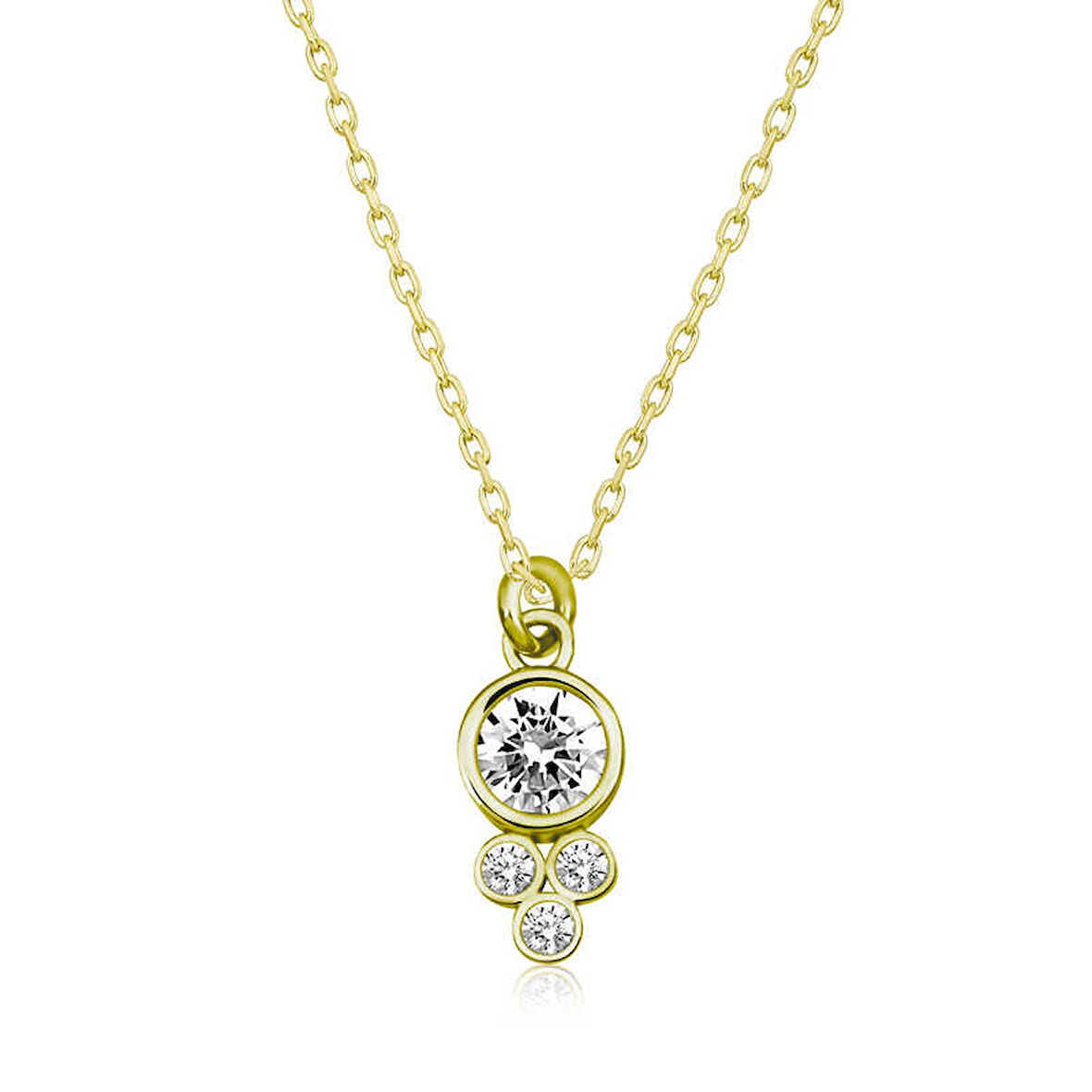 KENPAZAR 925 Ayar Gümüş Çiğ Damlası Yuvarlak Tektaş Kadın Gümüş Kolye