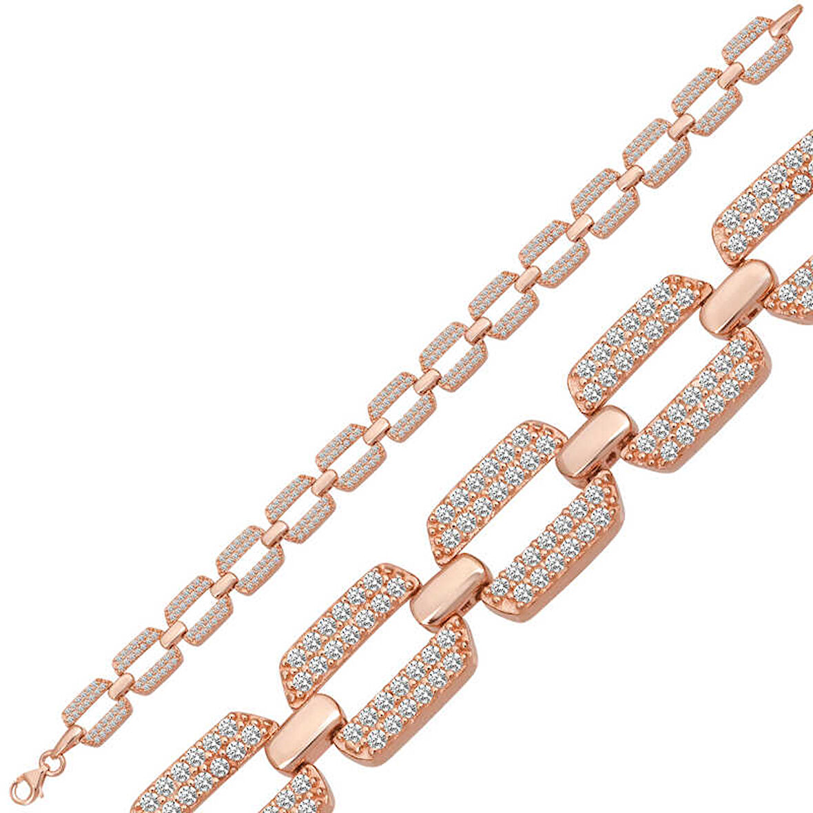 KENPAZAR 925 Ayar Gümüş Rose Zirkon Taşlı Kadın Bileklik