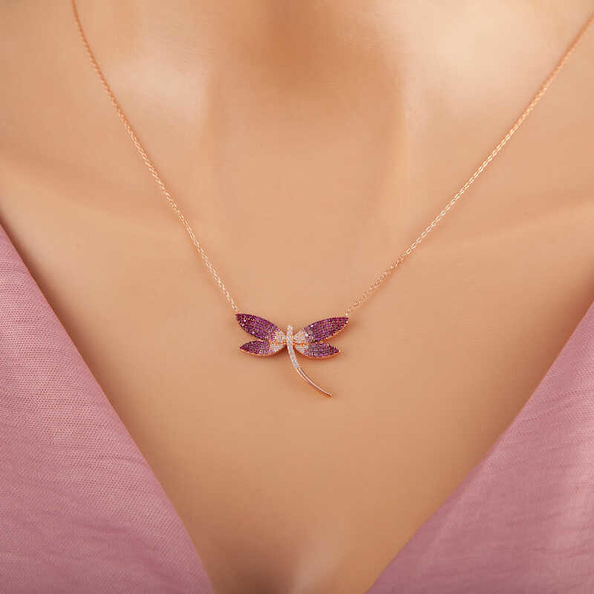 KENPAZAR 925 Ayar Gümüş Rose Yusufçuk Kadın Gümüş Kolye