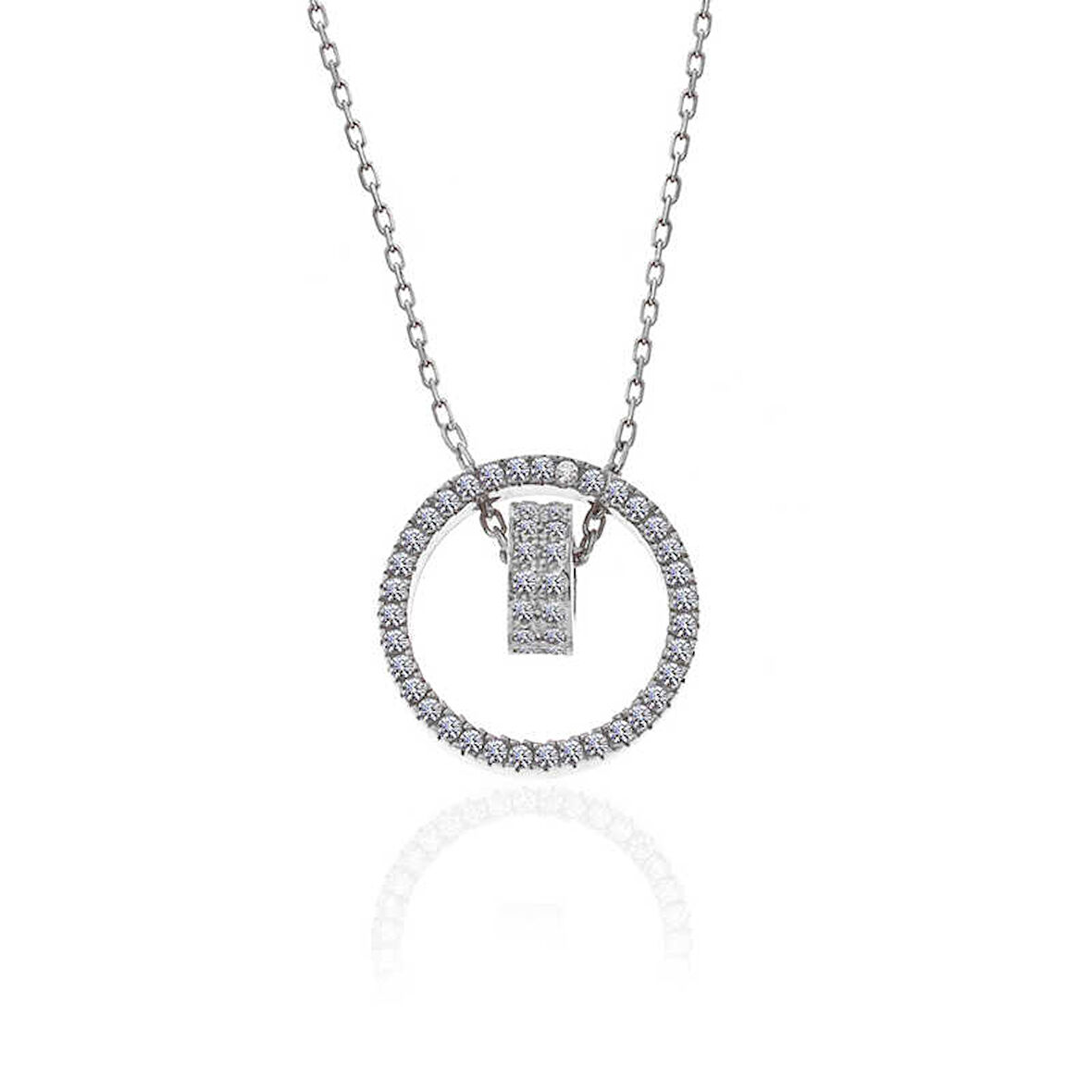 KENPAZAR 925 Ayar Gümüş İç İçe Geçmiş Halka Kadın Kolye