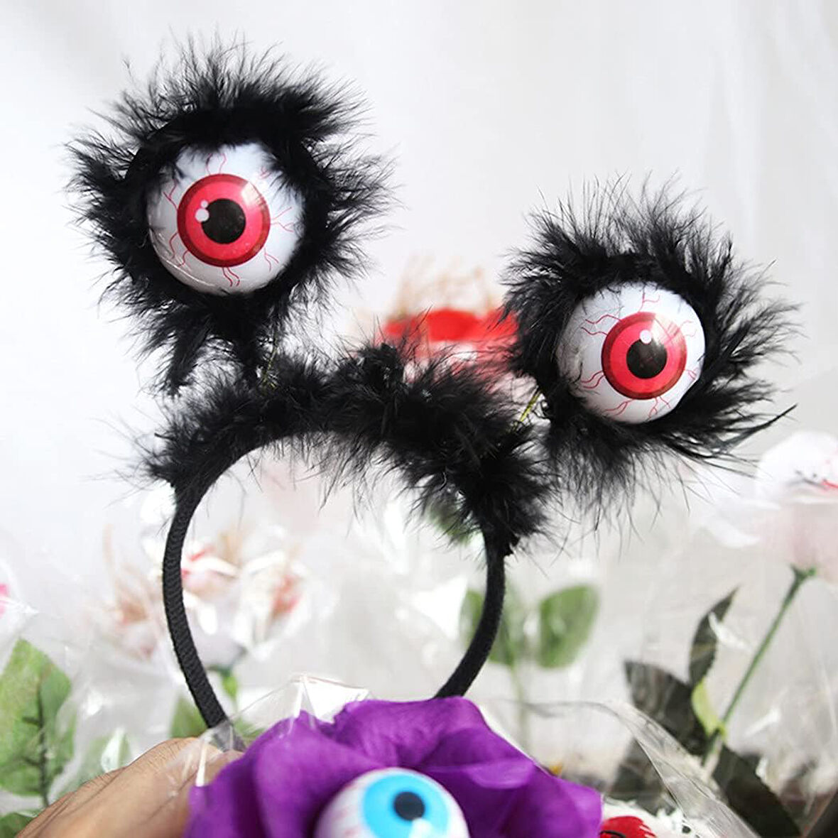 KENPAZAR Cadılar Bayramı Halloween Otrişli Sallanan Gözlü Parti Tacı