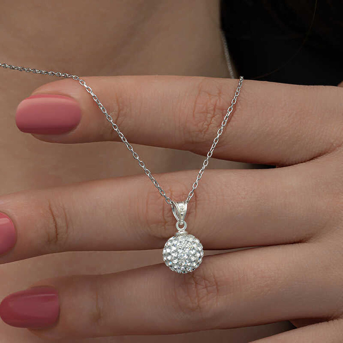KENPAZAR Gümüş Beyaz Kristal Taşlı Kadın Kolye