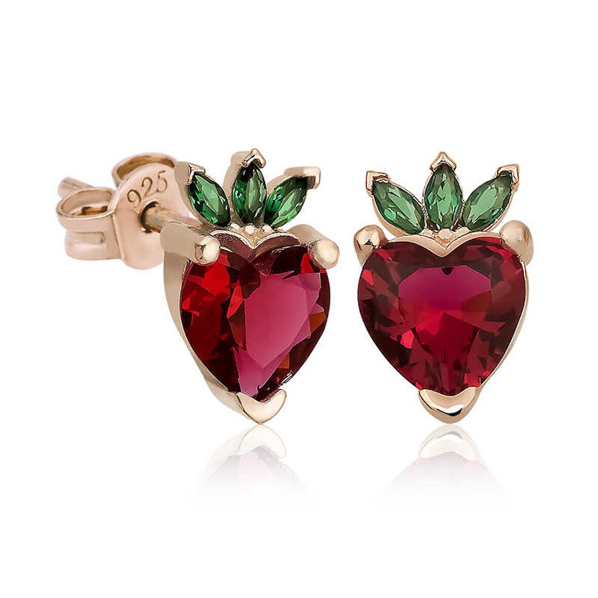 KENPAZAR ​Gümüş Çilek Figür Meyve Çivi Küpe