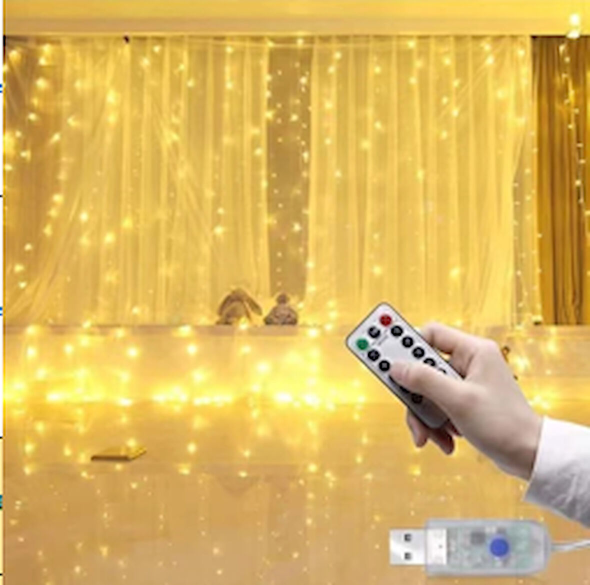 KENPAZAR Tel Perde Led 3*3m 300 Led Gün Işığı
