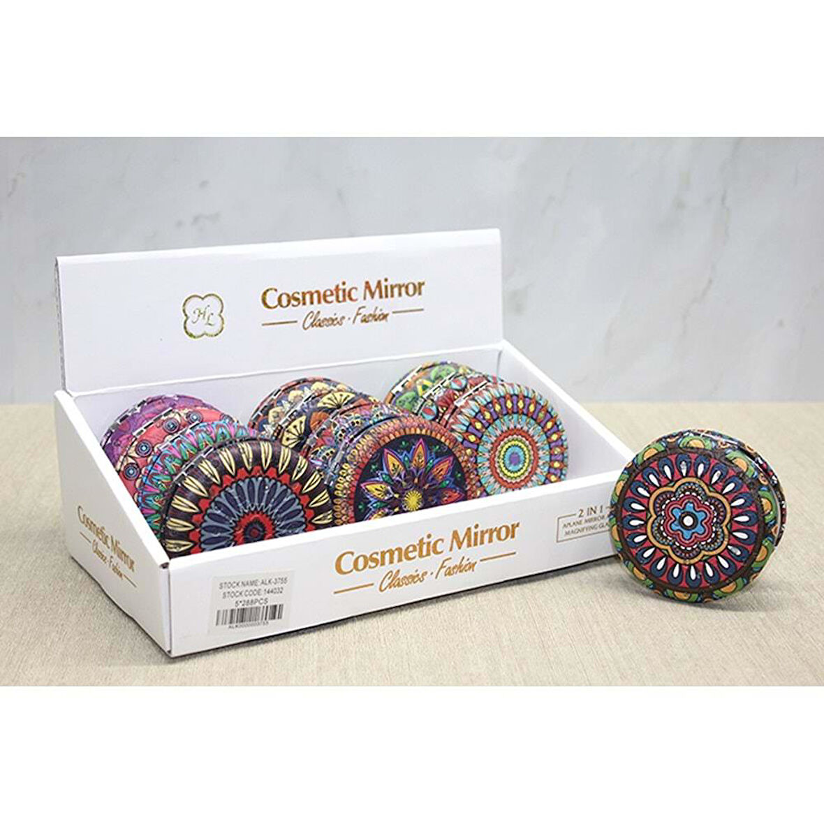 KENPAZAR Taşlı Yuvarlak El Aynası Kalın