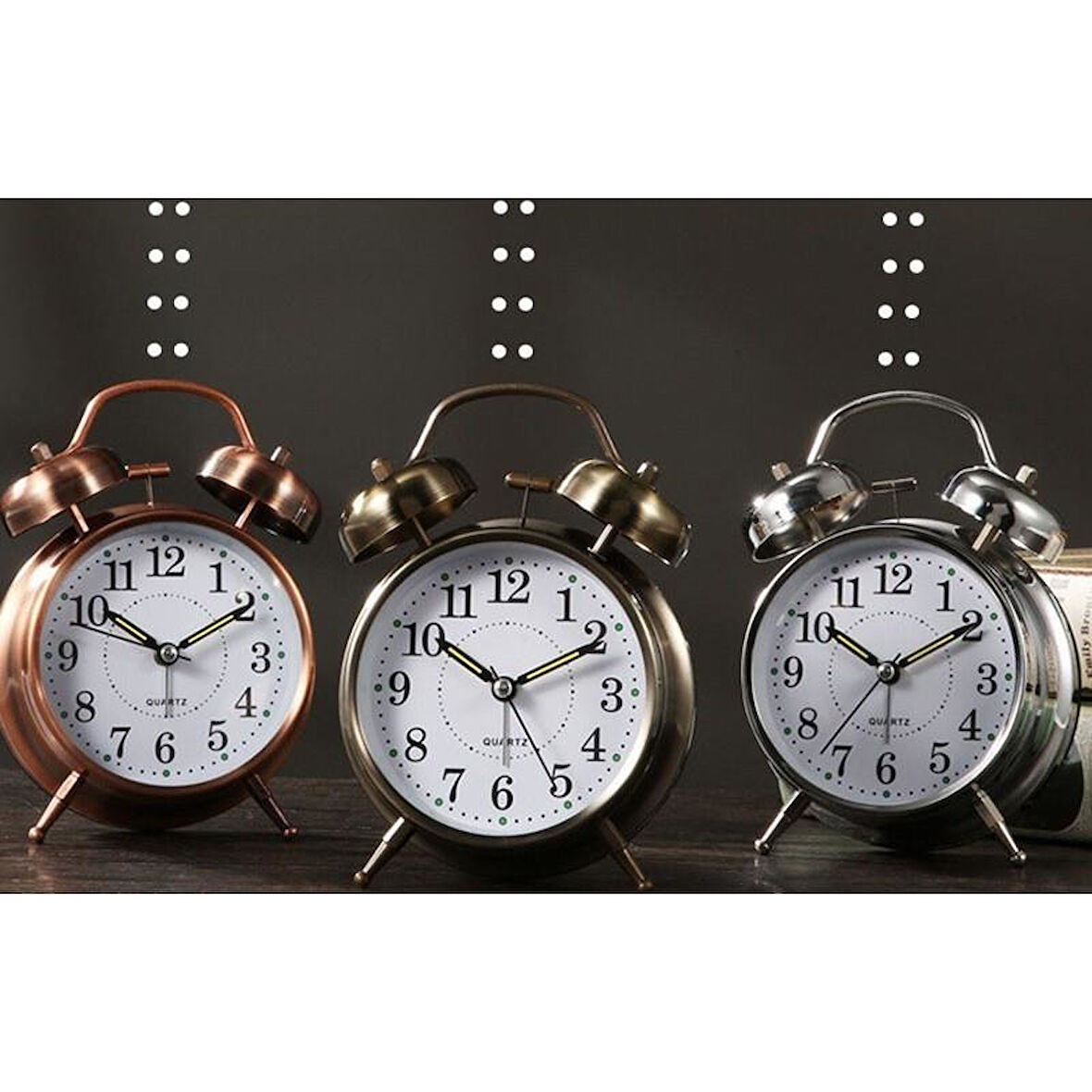 KENPAZAR Metal Masaüstü Işıklı Çalar Saat Büyük Boy