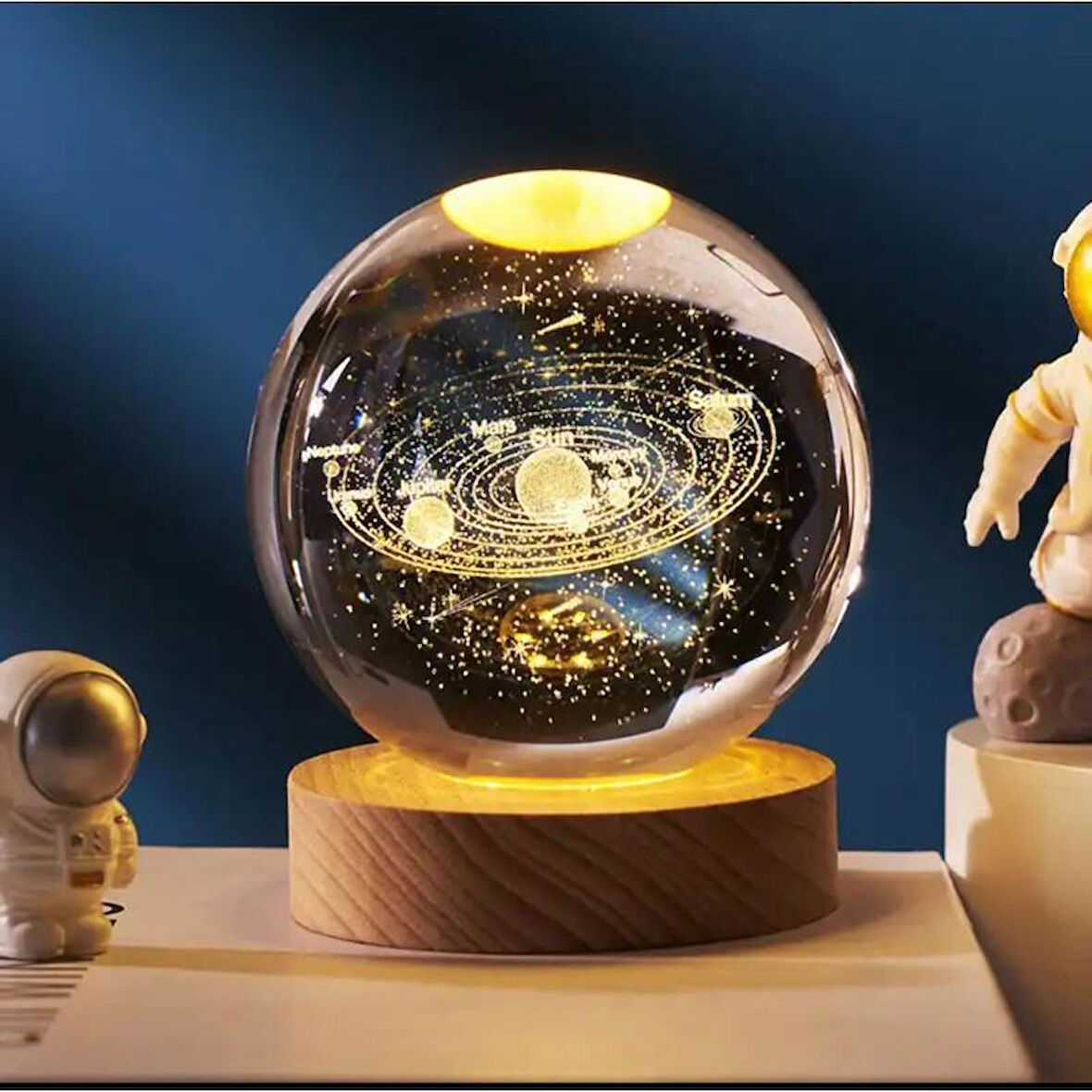 KENPAZAR Gezegenler Renk Değiştiren Işıklı Cam Küre 6cm