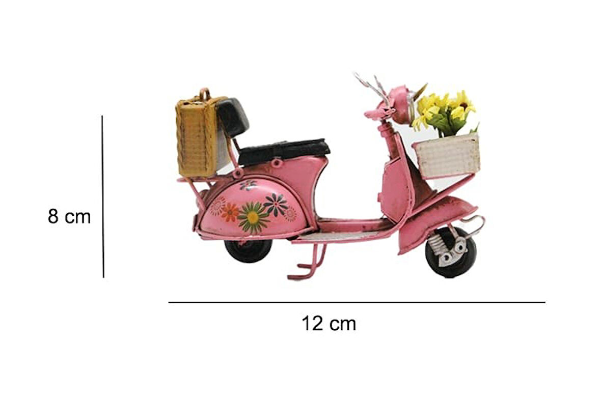 KENPAZAR Dekoratif Metal Scooter Önü Sepetli
