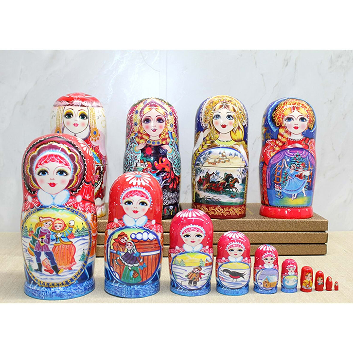 KENPAZAR 10'Lu Ahşap Matruşka Seti