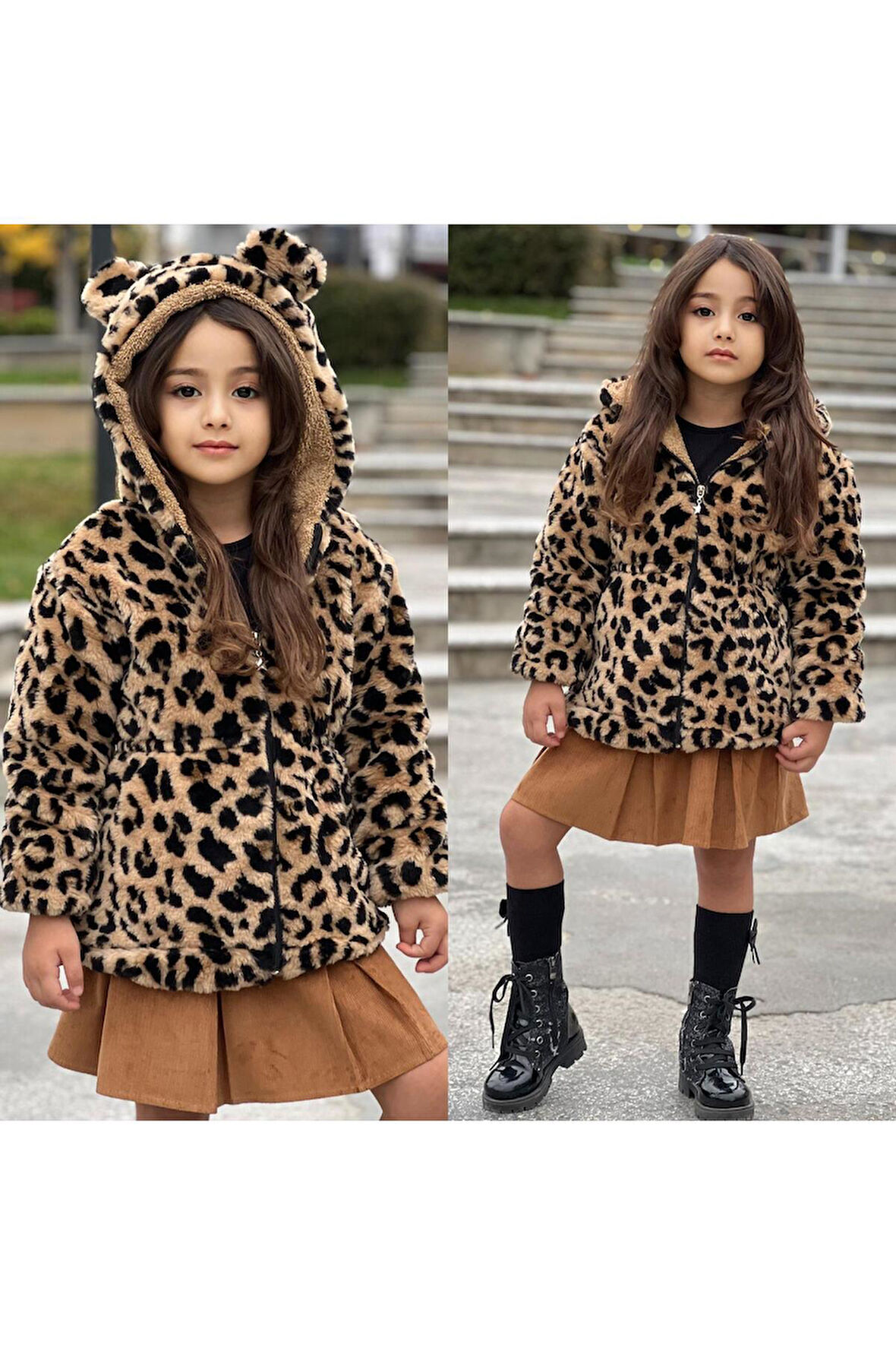 Leopar Peluşlu Mont