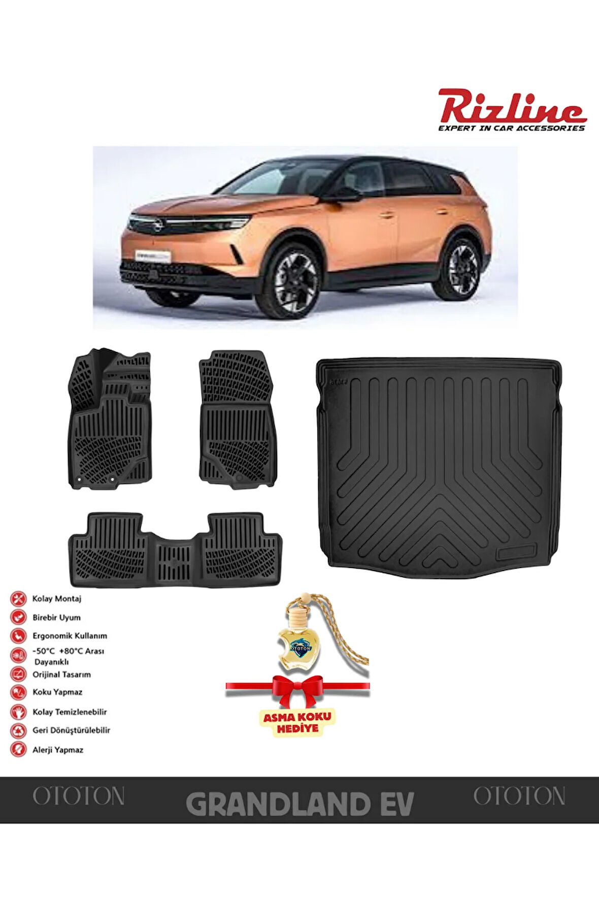 Opel Grandland 2025 Sonrası Mhev - Üst Bagaj Havuzu ve 3D Havuzlu Paspas -HEDİYELİ