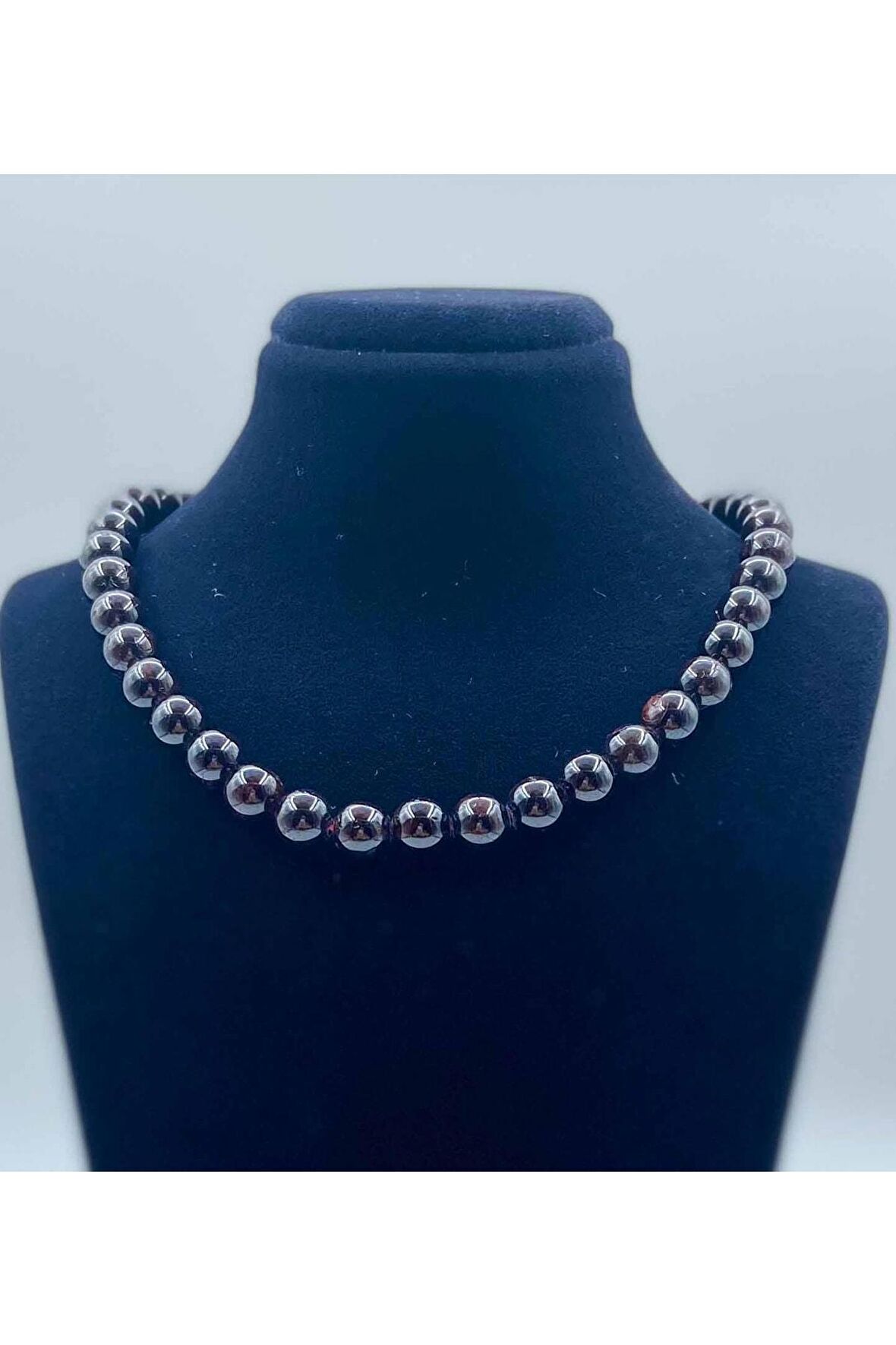 Lal Garnet Doğal Taş Kolye 8 mm Küre Kesim