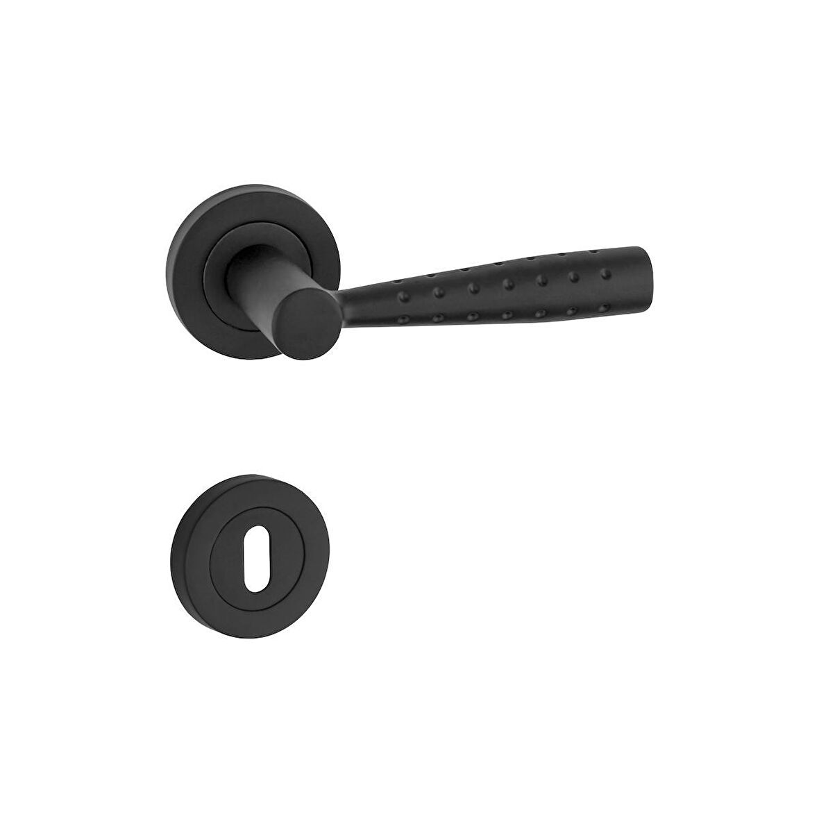 Çekiç Oda Kapı Kolu Mat Siyah Rozetli Oda Kapı Kolu Koldoor 5 Takım