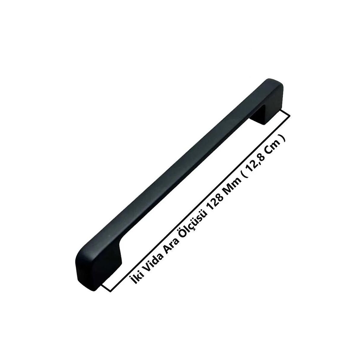 Arel Mat Siyah Tv Ünitesi Vestiyer Yatak Odası Mutfak Dolap Çekmece Kulpu 128 Mm (12,8 Cm) 4 Adet