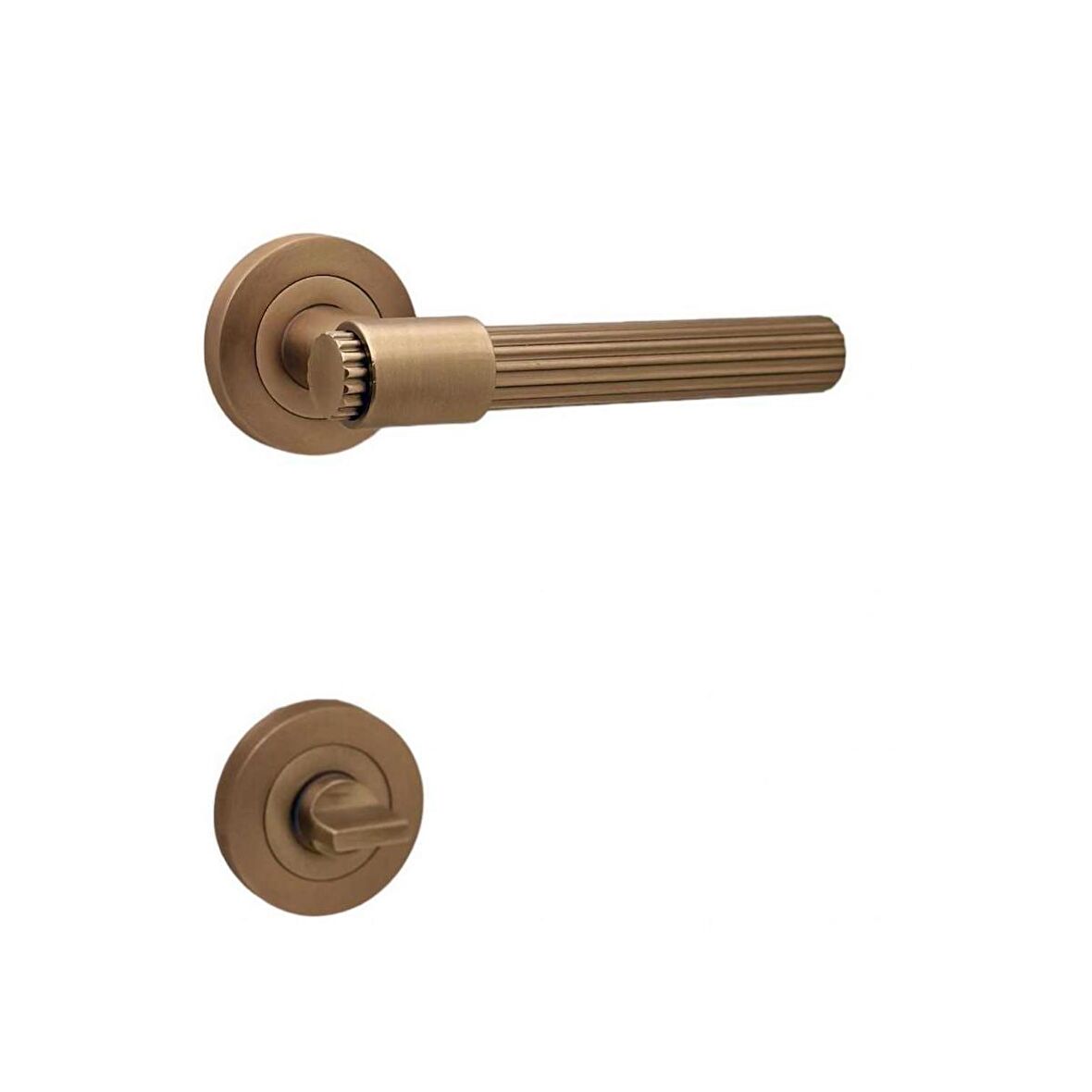KOLDOOR Erva Handles ZK79 Mat Antik Sarı Rozetli Wc Banyo Kapı Kolu 1 Takım