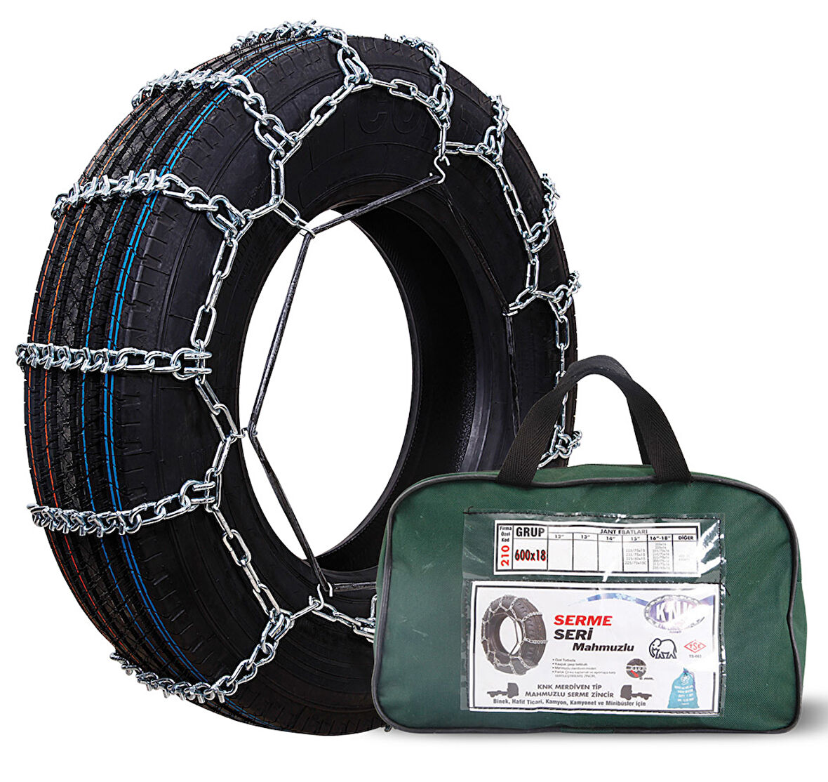 Konak 215/60R15 Grup:175 Merdiven Tipi Mahmuzlu Serme Kar Zinciri (Paket İçeriği 2 adettir)