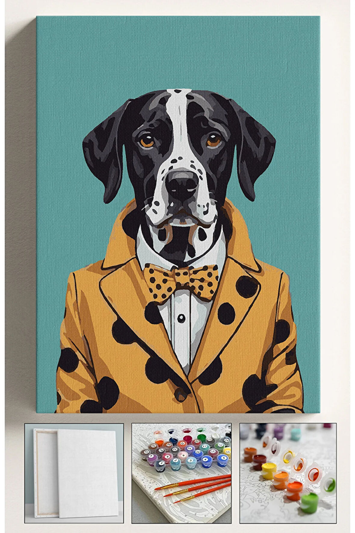 Sayılarla Boyama Seti Numaralı Tuval Fırça Boya KÖPEK 40X50 Cm