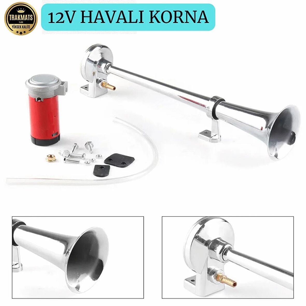 Tek Trompet Havalı Korna 12V Havalı Korna, Suv, Marine, Gemi, Tır, Otomobil Tüm Araçlara Uyumlu