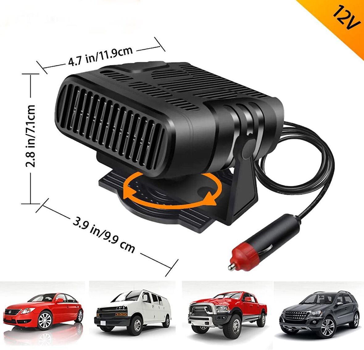 Araç Isıtıcısı Araç Fanı Araç Ön Cam Buz Çözücü 12V